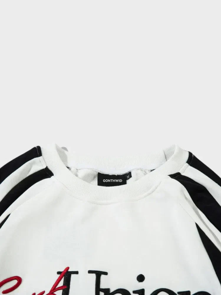WHITE SWEATSHIRT WITH BLACK STRIPES PROFESSIONAL PULLOVER SURF UNION