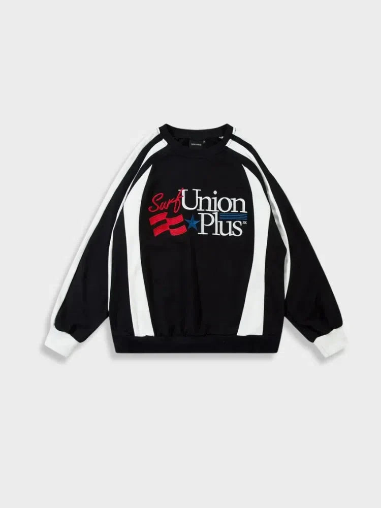WHITE SWEATSHIRT WITH BLACK STRIPES PROFESSIONAL PULLOVER SURF UNION