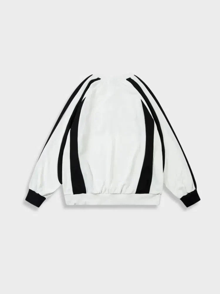WHITE SWEATSHIRT WITH BLACK STRIPES PROFESSIONAL PULLOVER SURF UNION