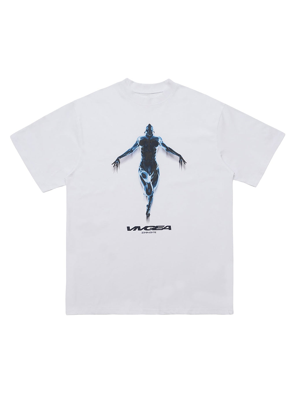 WHITE T-SHIRT WITH FIGURE GRAPHIC METAL SILHOUETTE LOOSE DESIGN