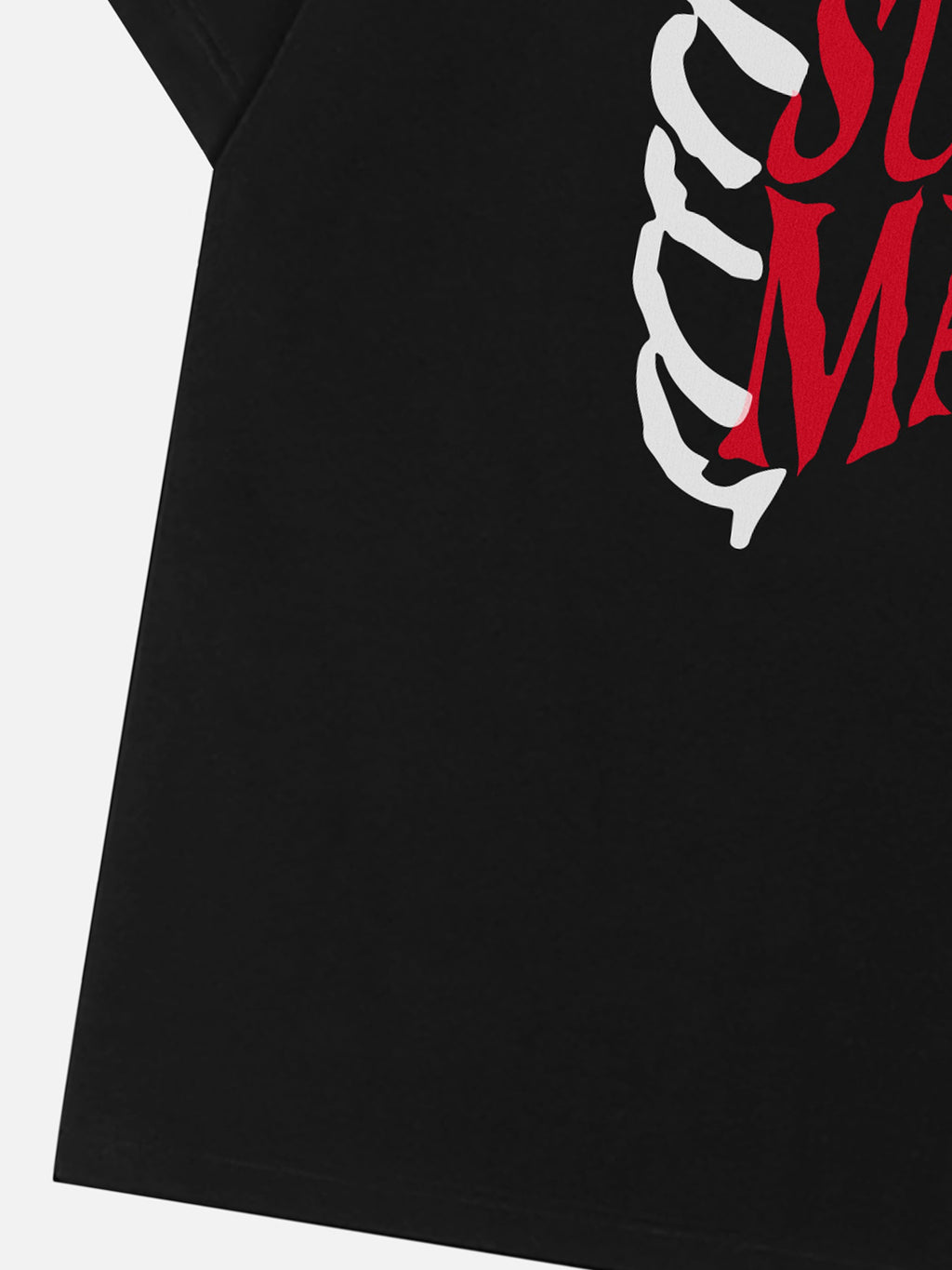 WHITE T-SHIRT WITH RIBCAGE GRAPHIC AND SKULL PRINT FROM SWEETHEART SUPPLIES