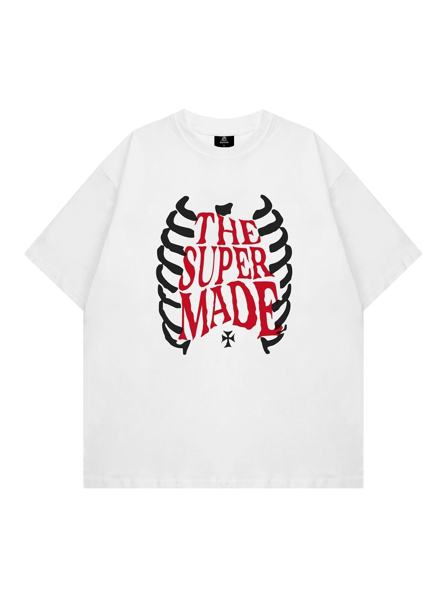 WHITE T-SHIRT WITH RIBCAGE GRAPHIC AND SKULL PRINT FROM SWEETHEART SUPPLIES