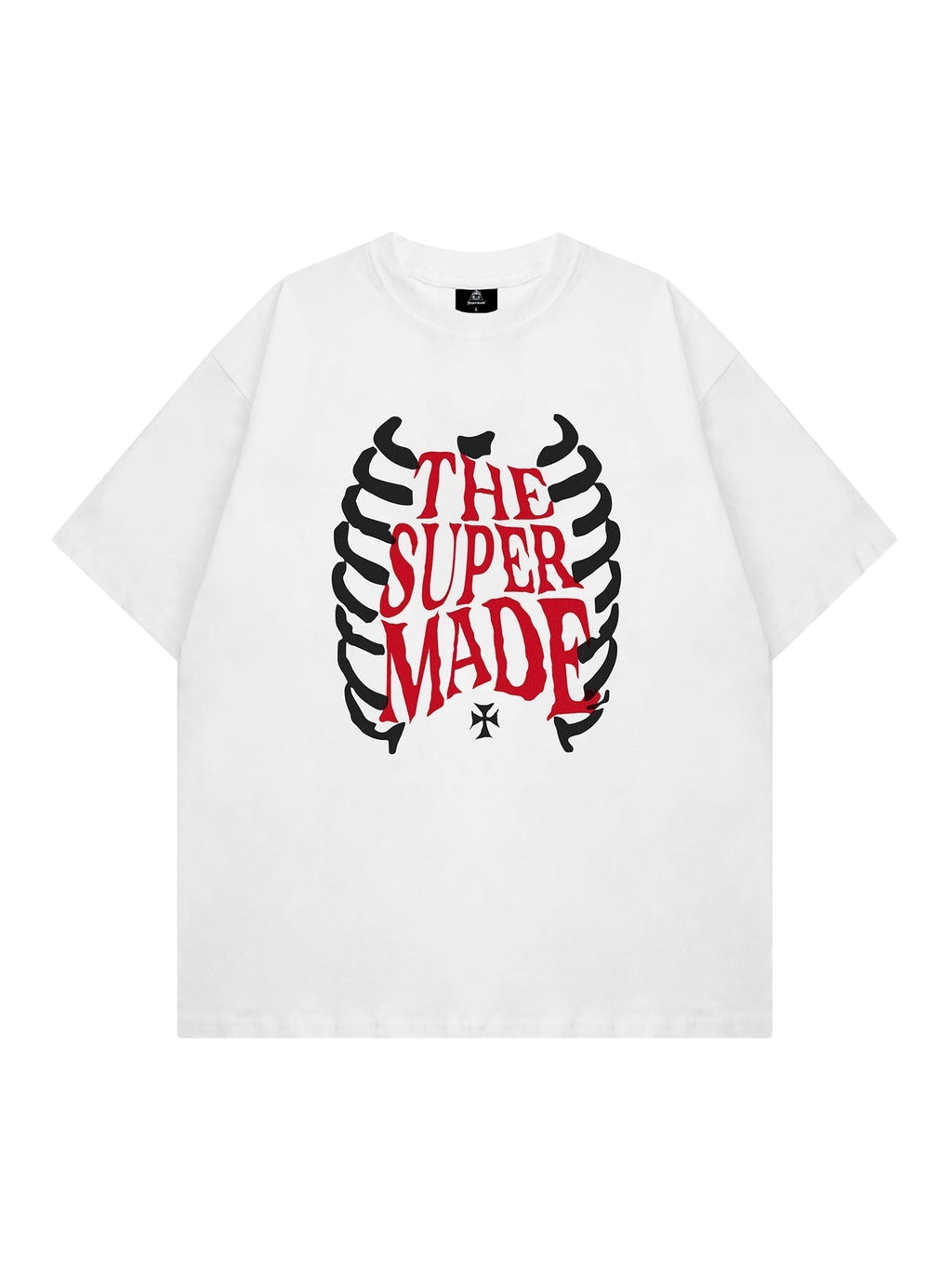 WHITE T-SHIRT WITH RIBCAGE GRAPHIC AND SKULL PRINT FROM SWEETHEART SUPPLIES