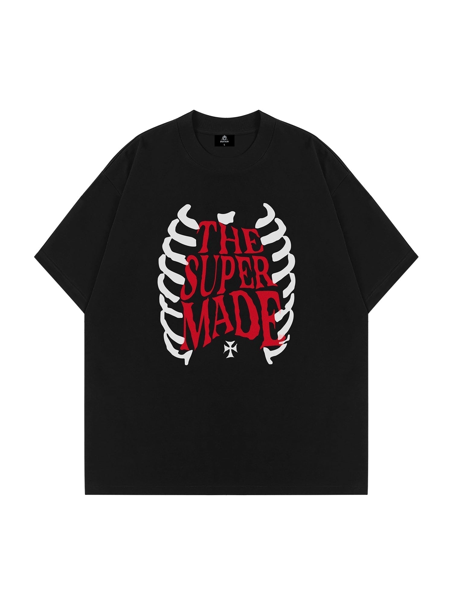 WHITE T-SHIRT WITH RIBCAGE GRAPHIC AND SKULL PRINT FROM SWEETHEART SUPPLIES