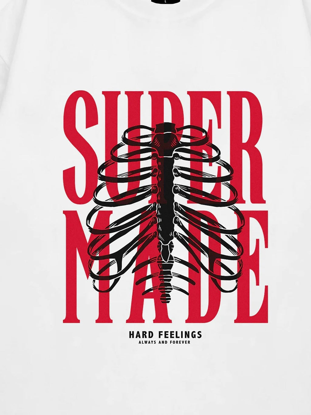 WHITE T-SHIRT WITH RIBCAGE GRAPHIC FEATURING BUTTERFLY SKULL GRAPHIC