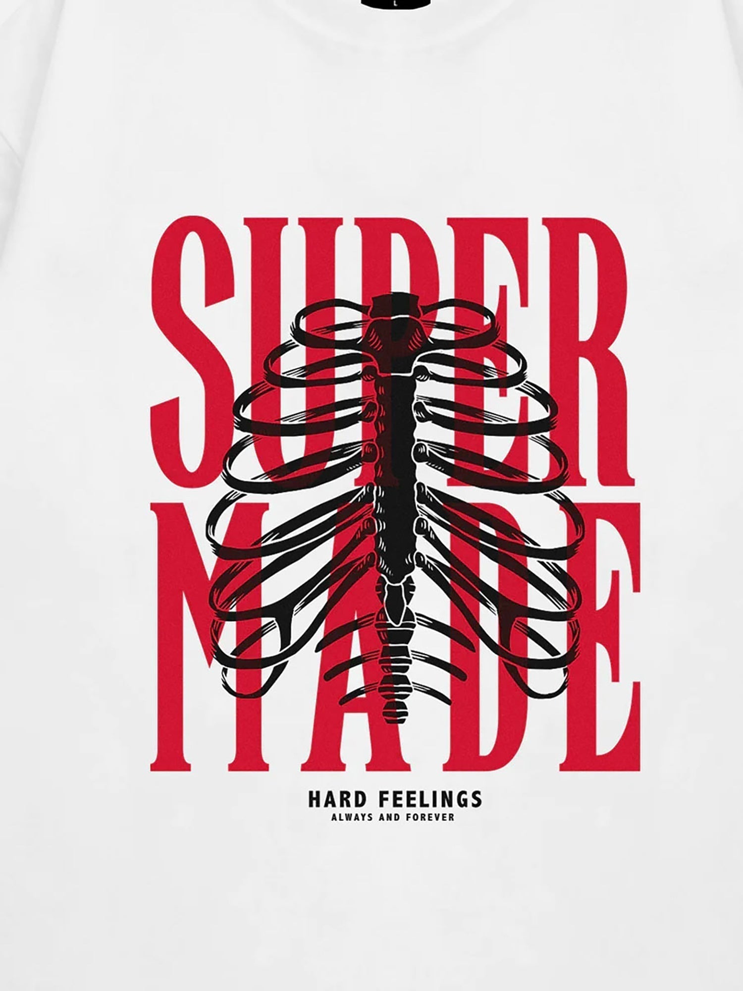 WHITE T-SHIRT WITH RIBCAGE GRAPHIC FEATURING BUTTERFLY SKULL GRAPHIC