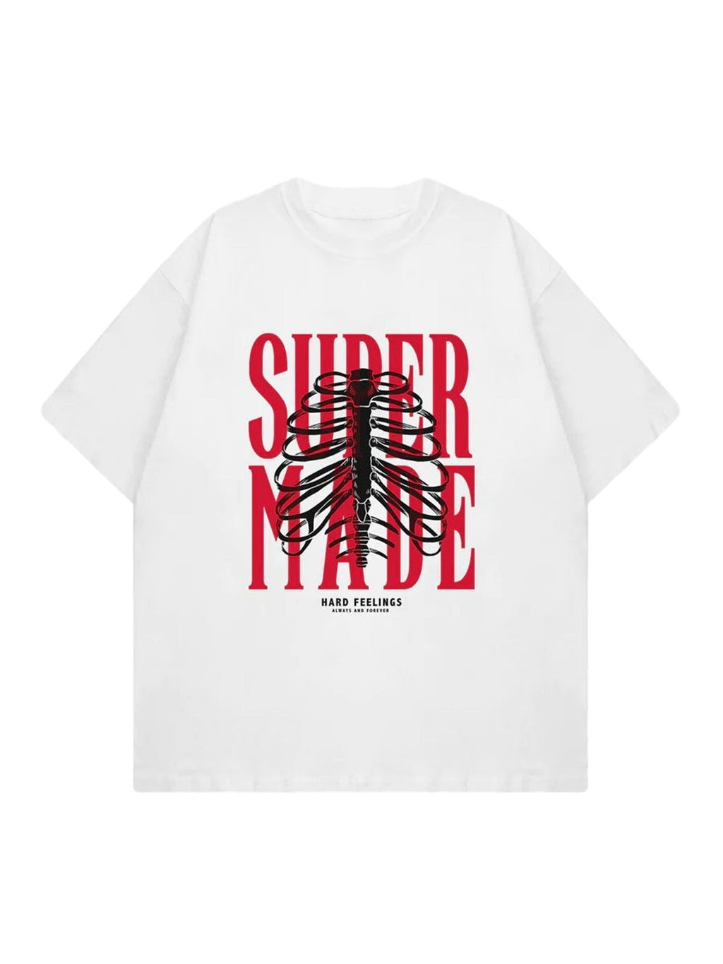 WHITE T-SHIRT WITH RIBCAGE GRAPHIC FEATURING BUTTERFLY SKULL GRAPHIC