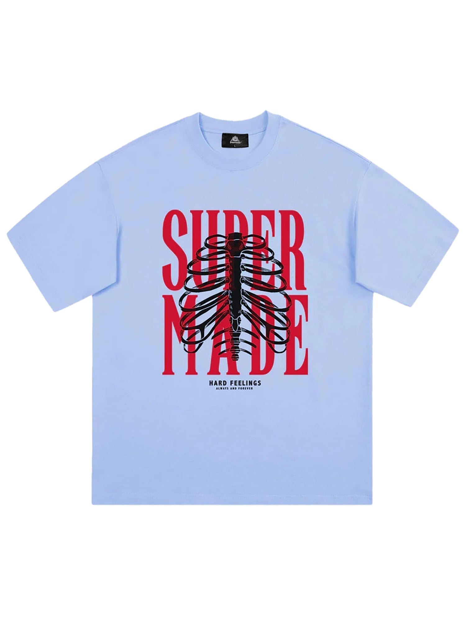 WHITE T-SHIRT WITH RIBCAGE GRAPHIC FEATURING BUTTERFLY SKULL GRAPHIC