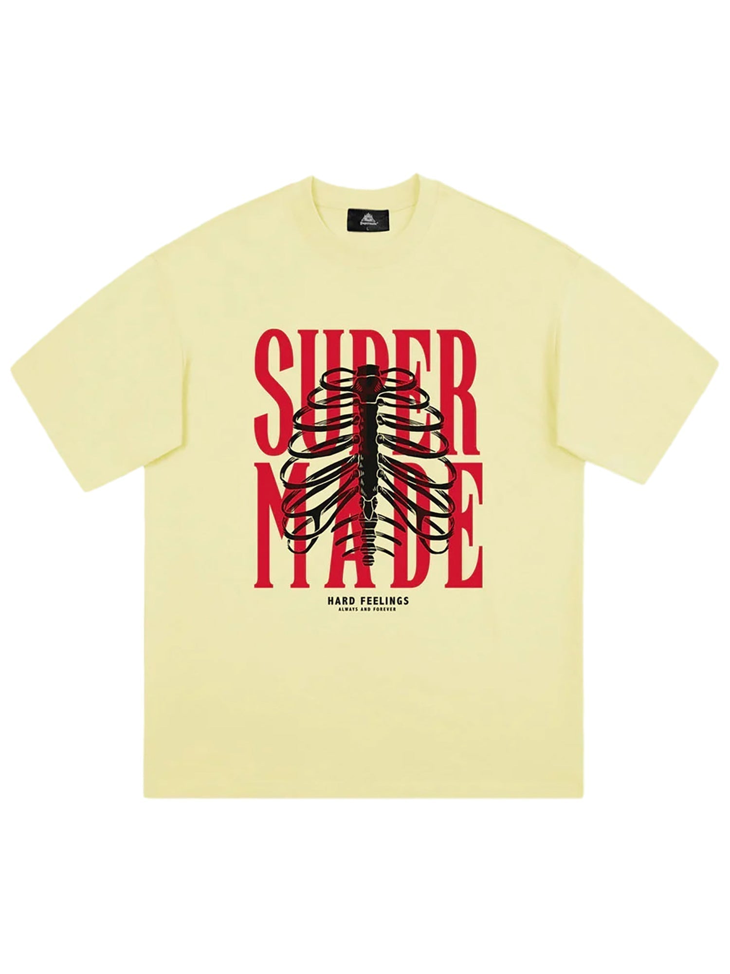 WHITE T-SHIRT WITH RIBCAGE GRAPHIC FEATURING BUTTERFLY SKULL GRAPHIC