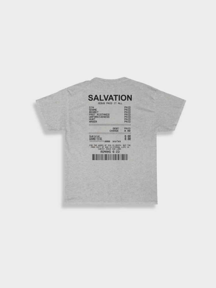 WHITE TEE SHIRT WITH RECEIPT GRAPHIC - TEE SHIRT SALVATION