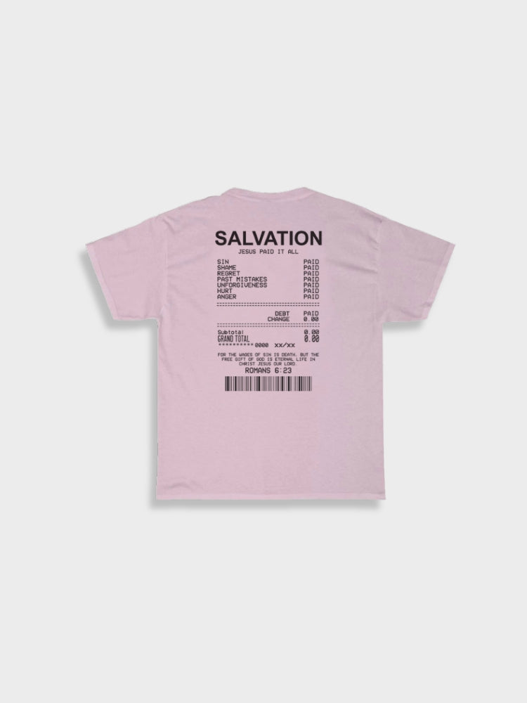 WHITE TEE SHIRT WITH RECEIPT GRAPHIC - TEE SHIRT SALVATION