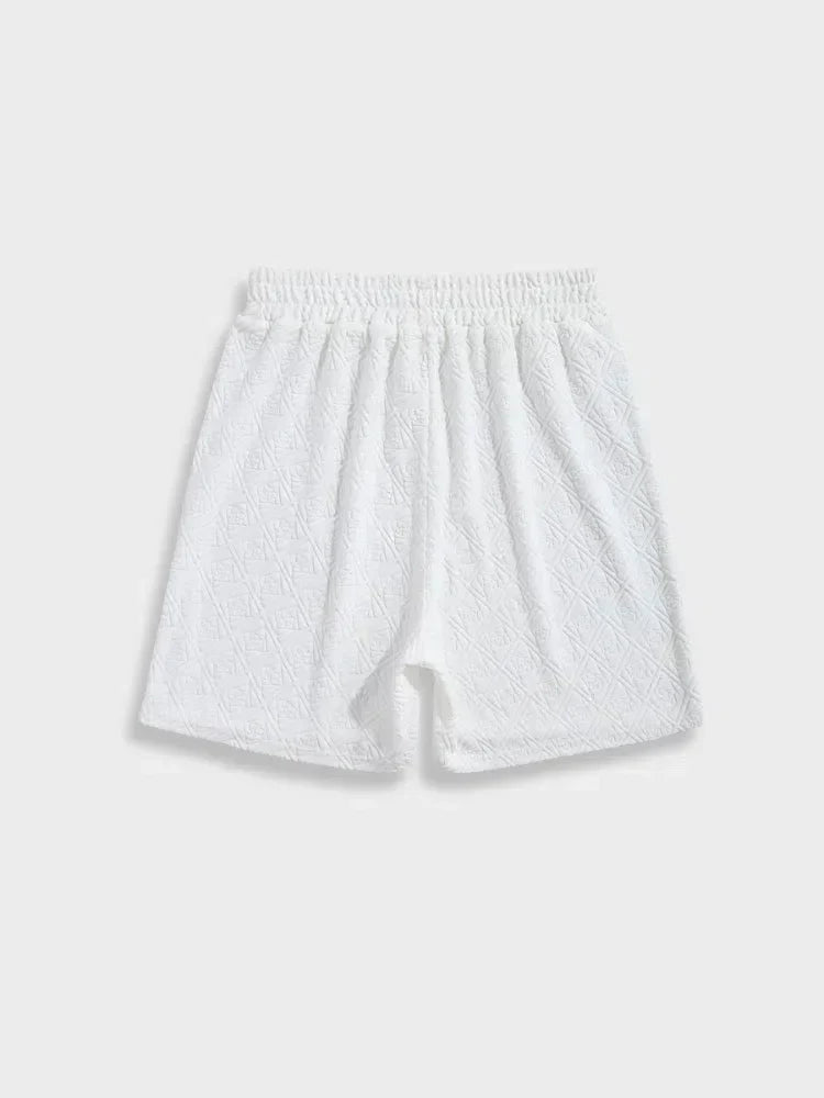 WHITE TERRY CLOTH SHORTS ELEGANT CASUAL SHORTS OFFER