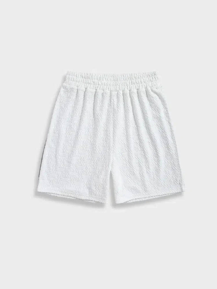 WHITE TERRY CLOTH SHORTS ELEGANT CASUAL SHORTS OFFER