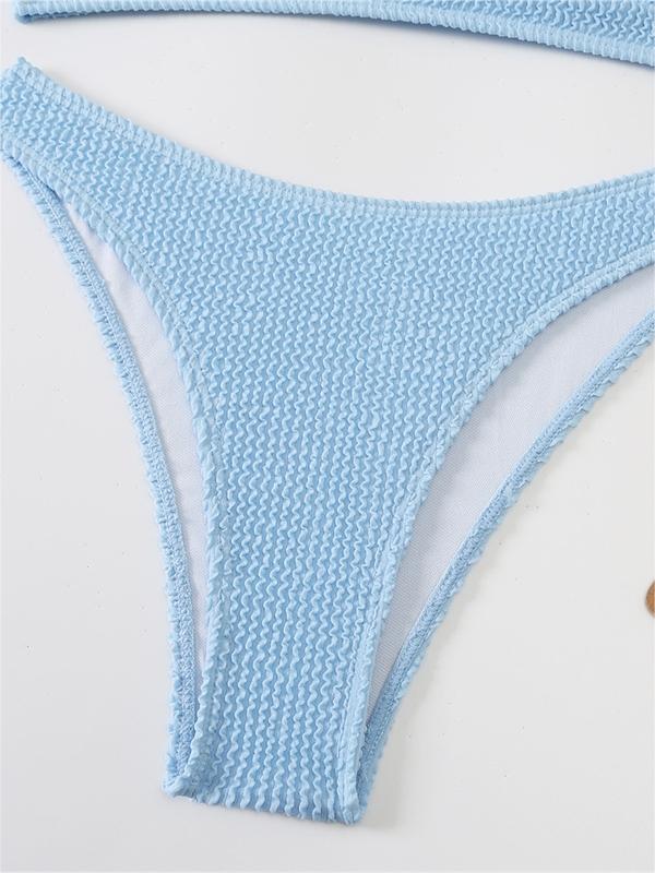 WHITE TEXTURED BIKINI SET WITH ADJUSTABLE STRAPS AND SLIM FIT DESIGN