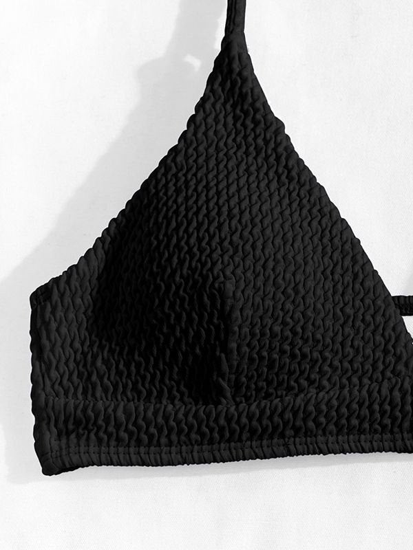 WHITE TEXTURED BIKINI SET WITH ADJUSTABLE STRAPS AND SLIM FIT DESIGN