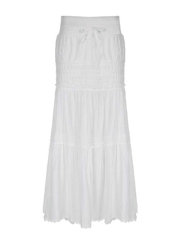 WHITE TIERED MAXI SKIRT ELEGANT MAXI SKIRTS