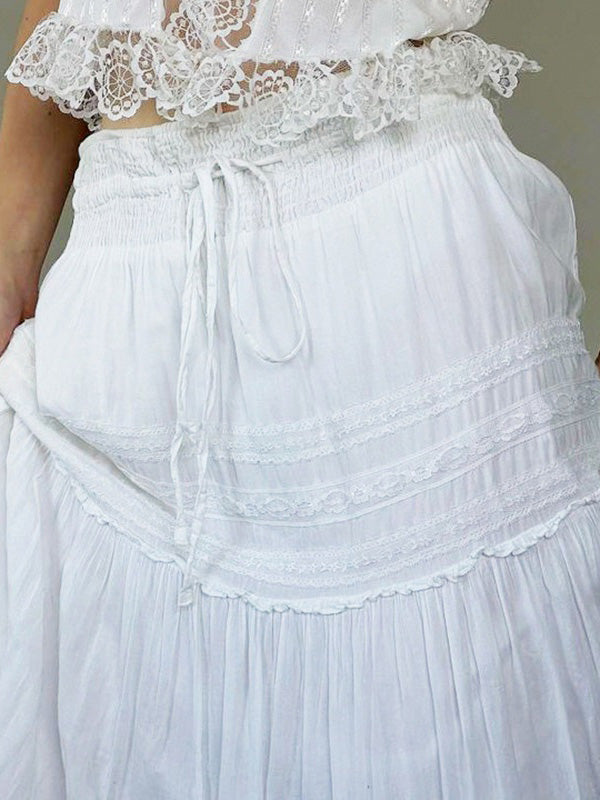 WHITE TIERED MAXI SKIRT ELEGANT MAXI SKIRTS