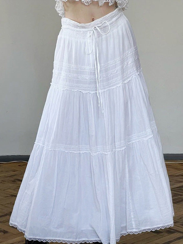 WHITE TIERED MAXI SKIRT ELEGANT MAXI SKIRTS