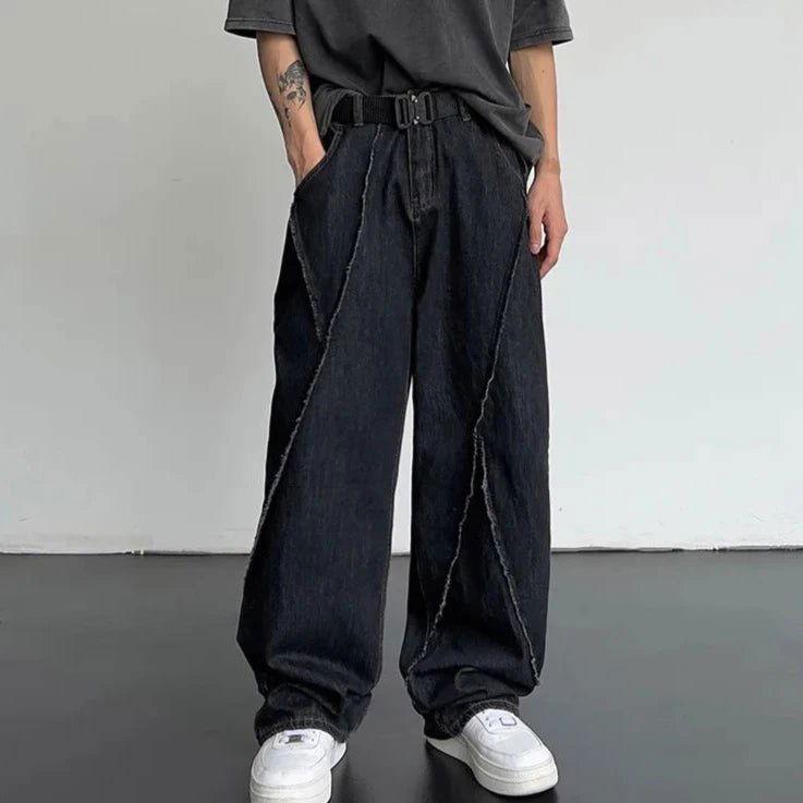 WIDE-LEG BAGGY JEANS WITH FRAYED SEAMS - JEANS WEBBED