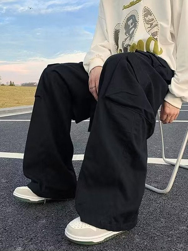 WIDE-LEG CARGO PANTS - PUNK-INSPIRED WASHED COTTON CARGO PANTS