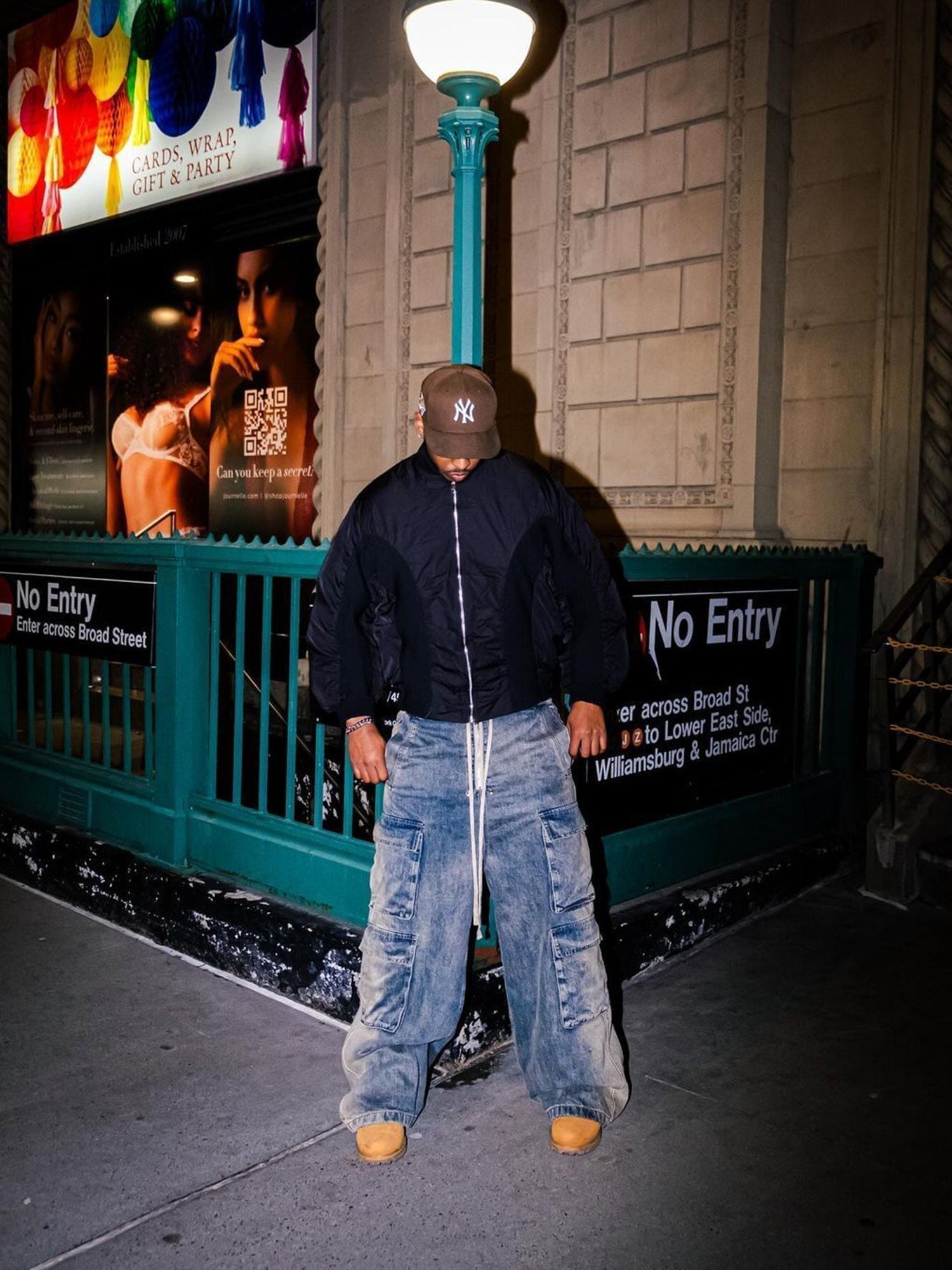 WIDE-LEG DENIM CARGO PANTS TRENDY STRAIGHT LEG CASUAL