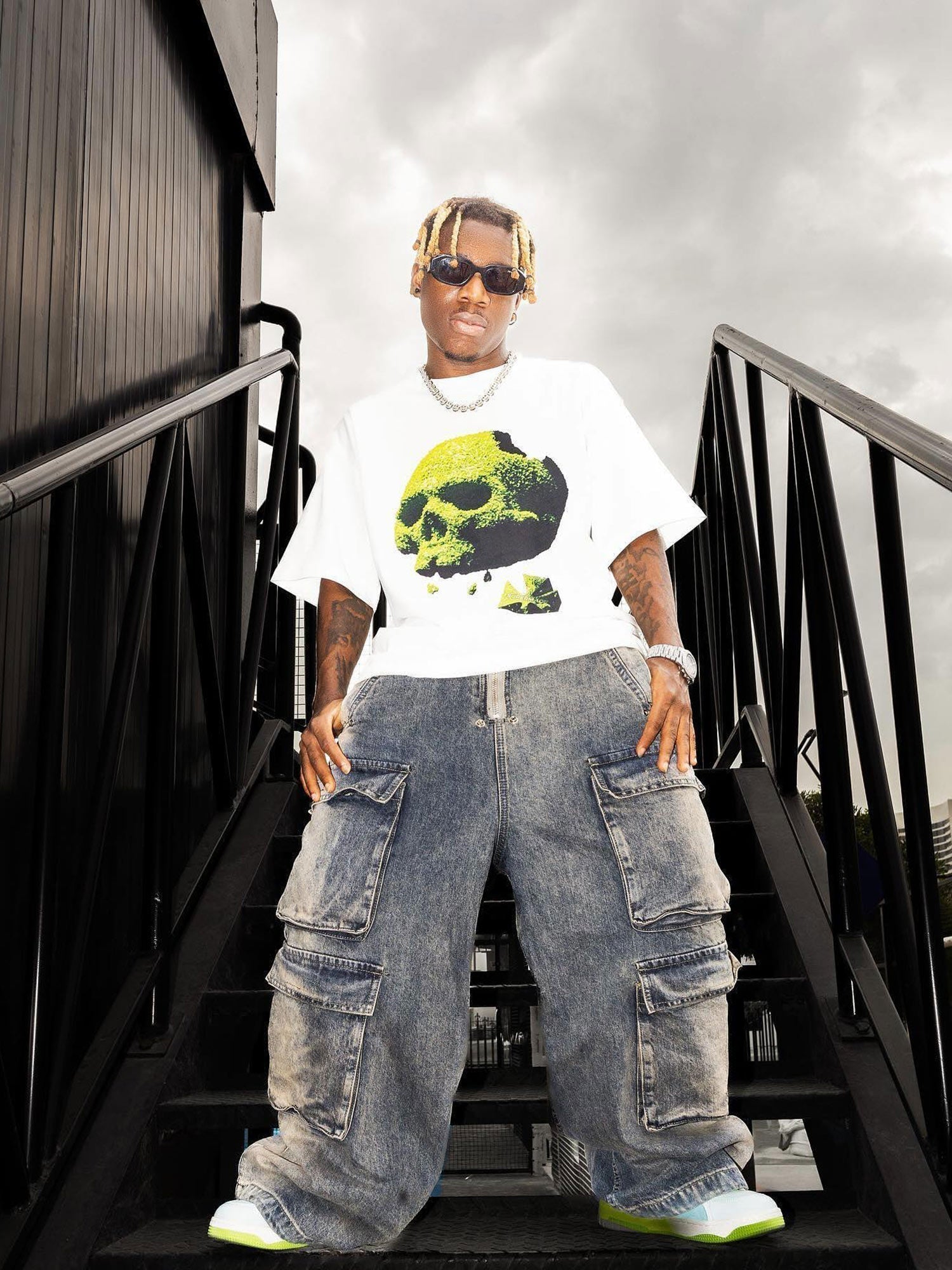 WIDE-LEG DENIM CARGO PANTS TRENDY STRAIGHT LEG CASUAL