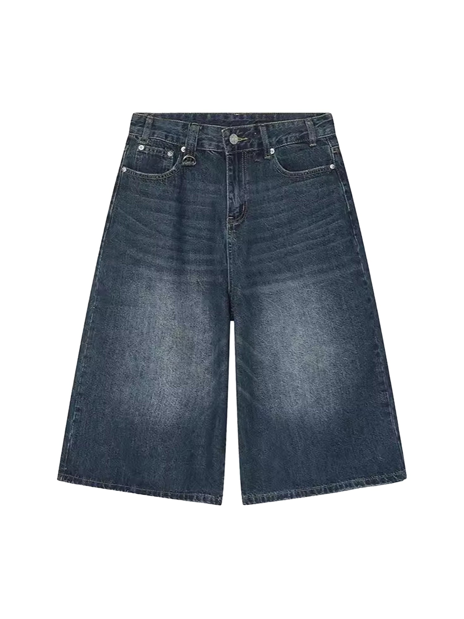 WIDE-LEG DENIM SHORTS WITH MID WAIST DESIGN