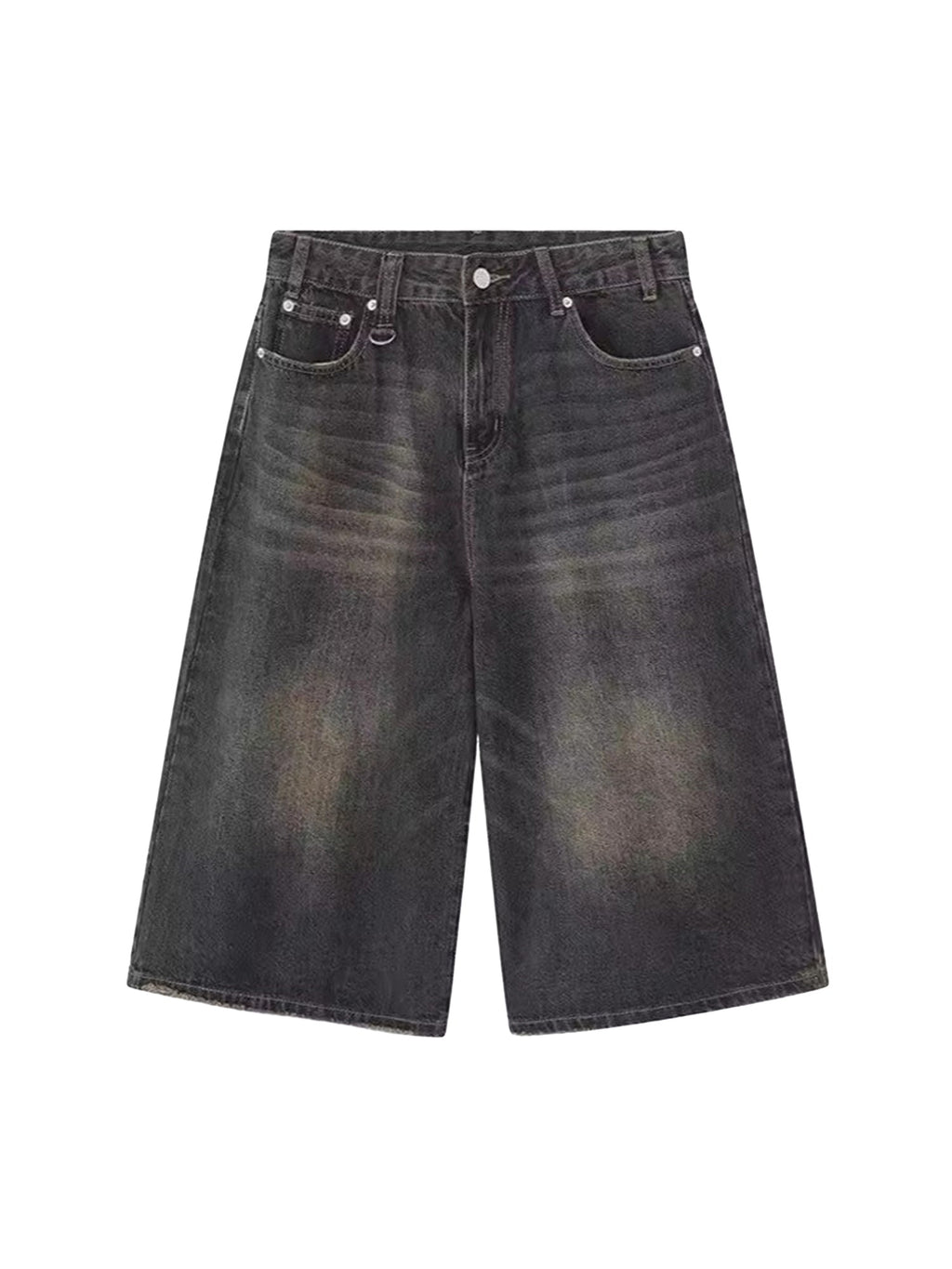 WIDE-LEG DENIM SHORTS WITH MID WAIST DESIGN