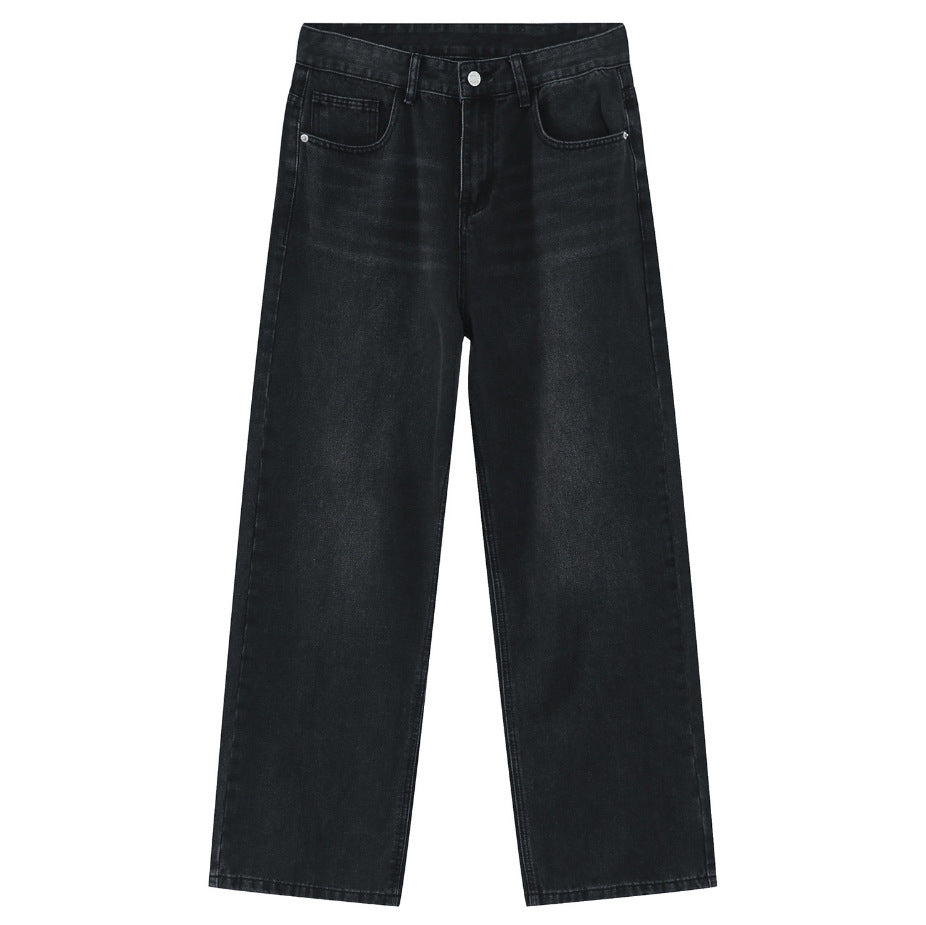 WIDE-LEG FADED BLUE JEANS DENIM JEANS BAGGY STYLE