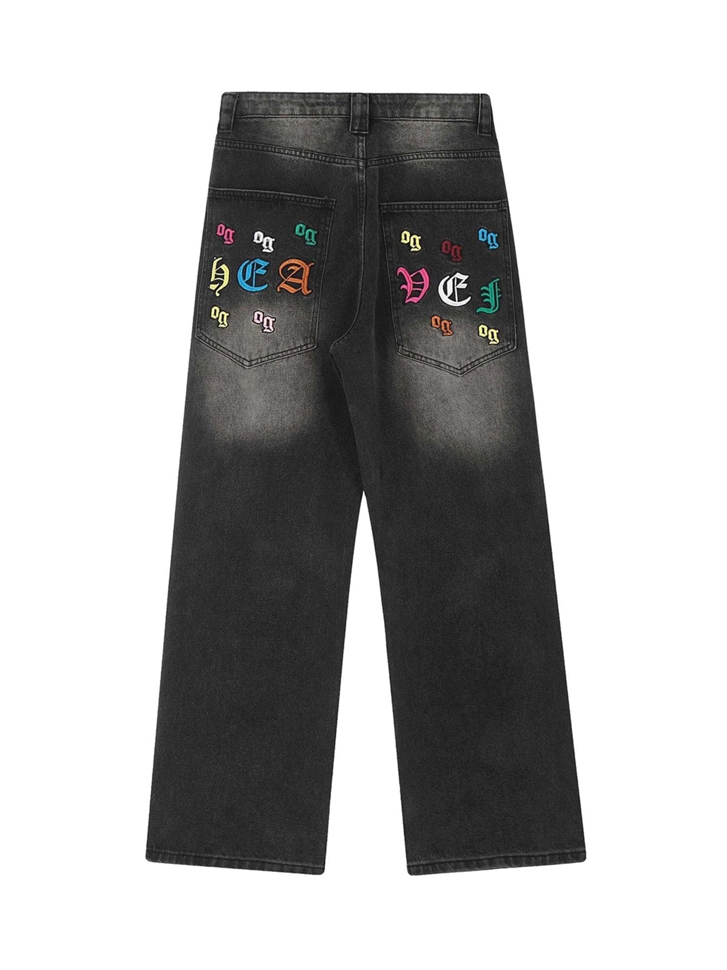 WIDE-LEG JEANS BLACK MID WAIST COTTON BLEND