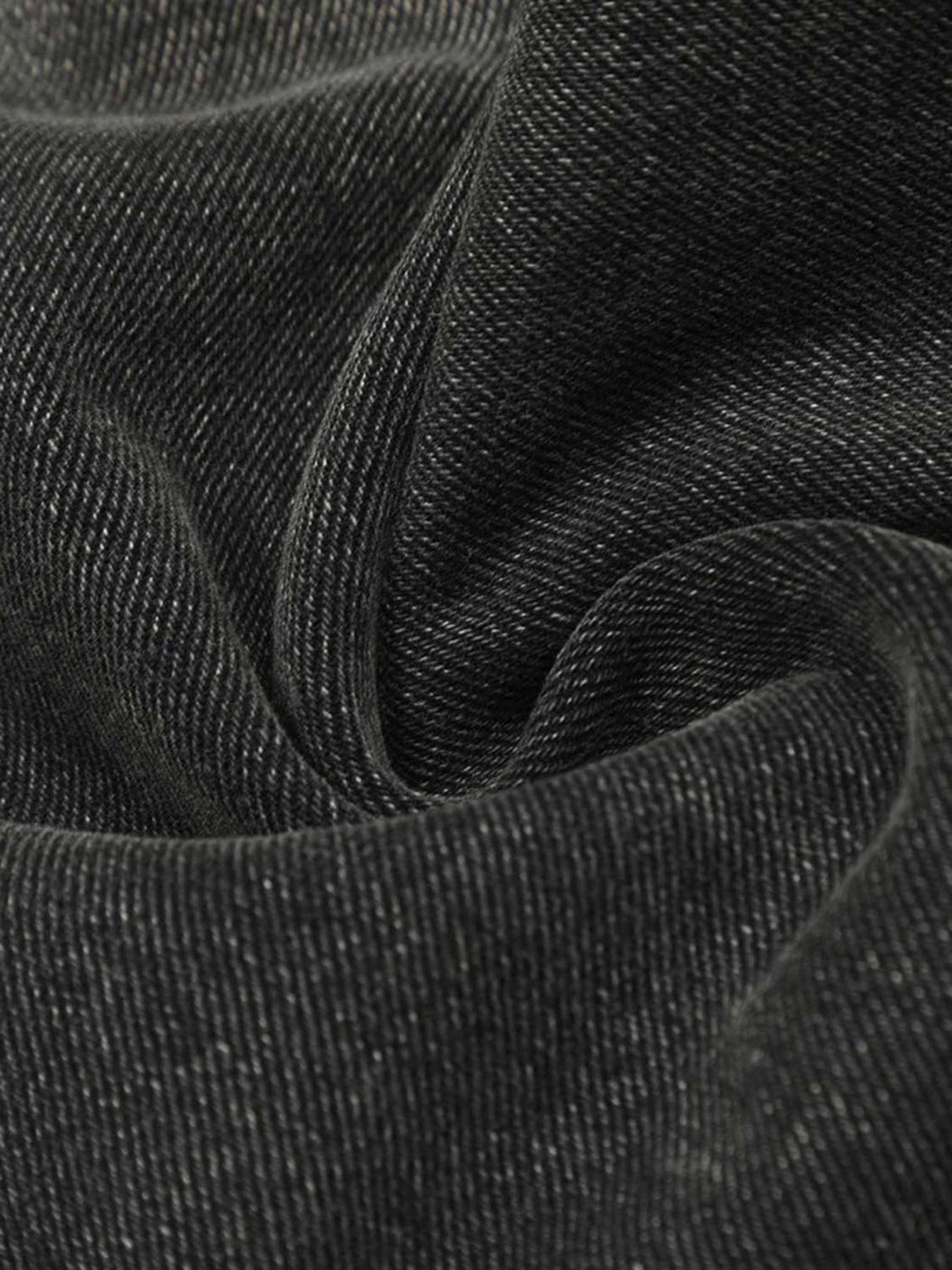 WIDE-LEG JEANS BLACK MID WAIST COTTON BLEND