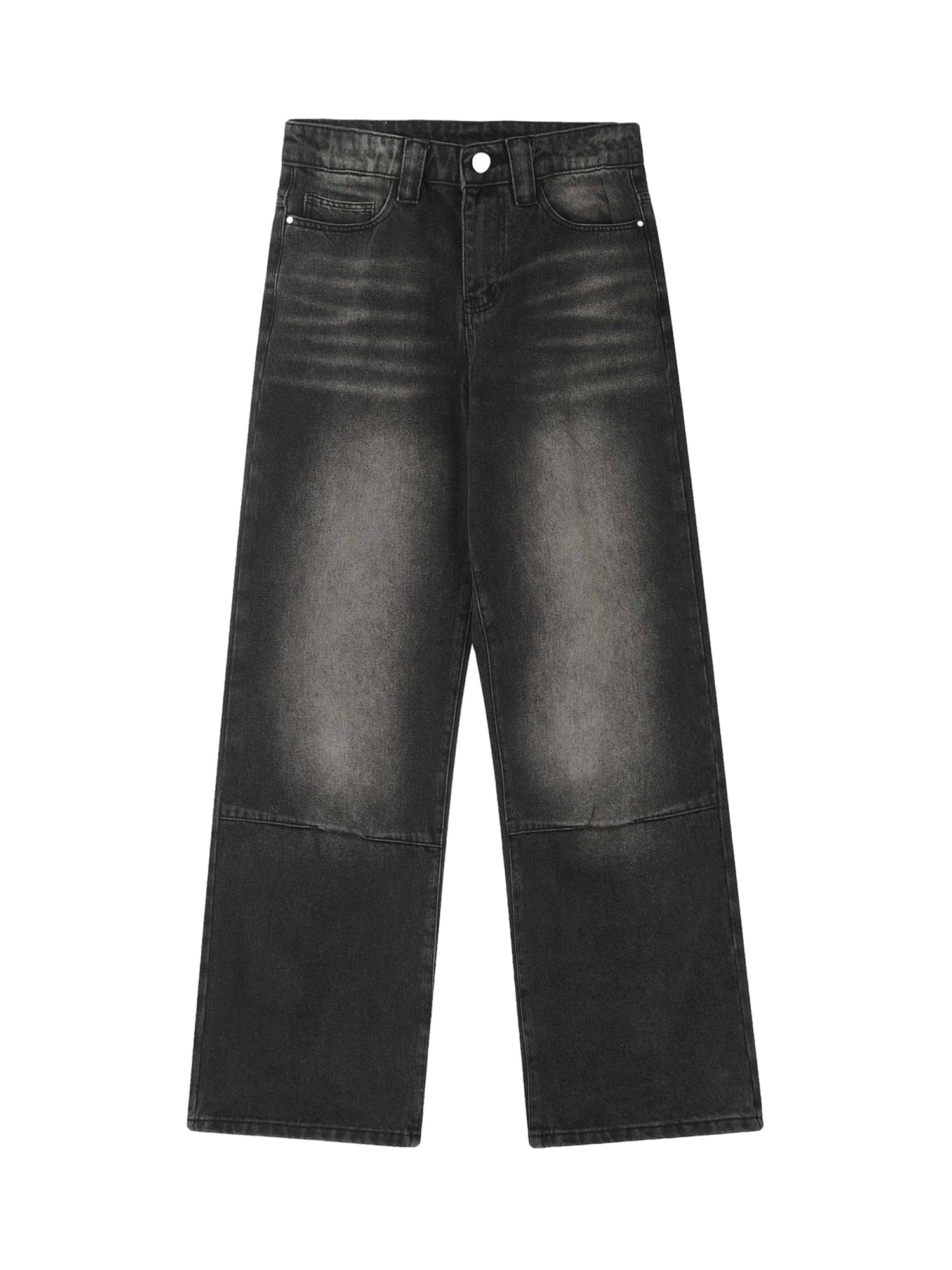 WIDE-LEG JEANS BLACK MID WAIST COTTON BLEND