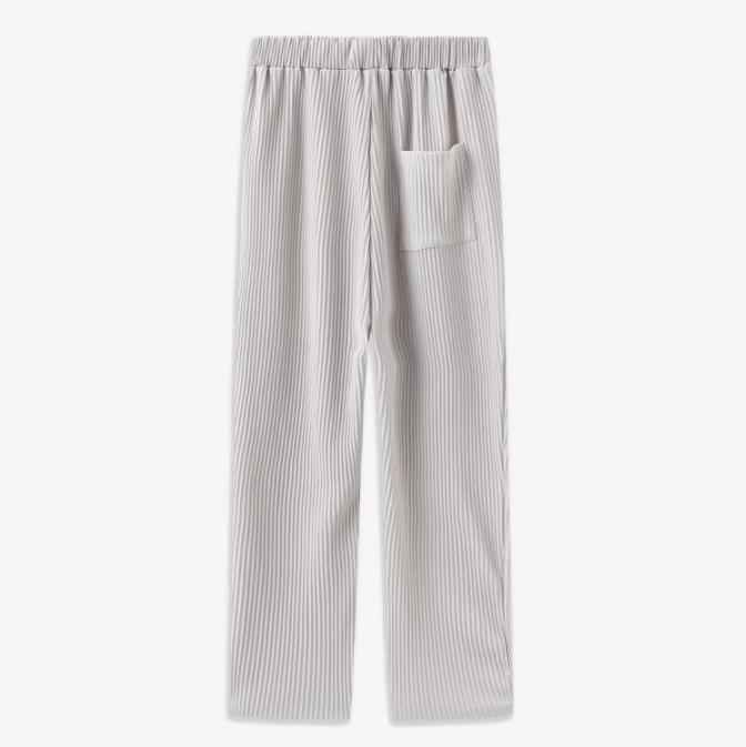 WIDE-LEG PANTS - WHITE RIBBED STYLISH RIBBED PANTS