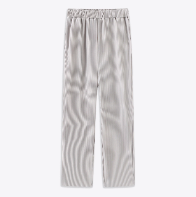 WIDE-LEG PANTS - WHITE RIBBED STYLISH RIBBED PANTS