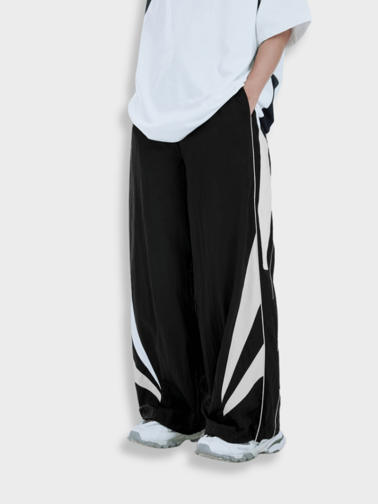 WIDE LEG PANTS WITH WHITE STRIPES - SPLIT WIDE STYLE