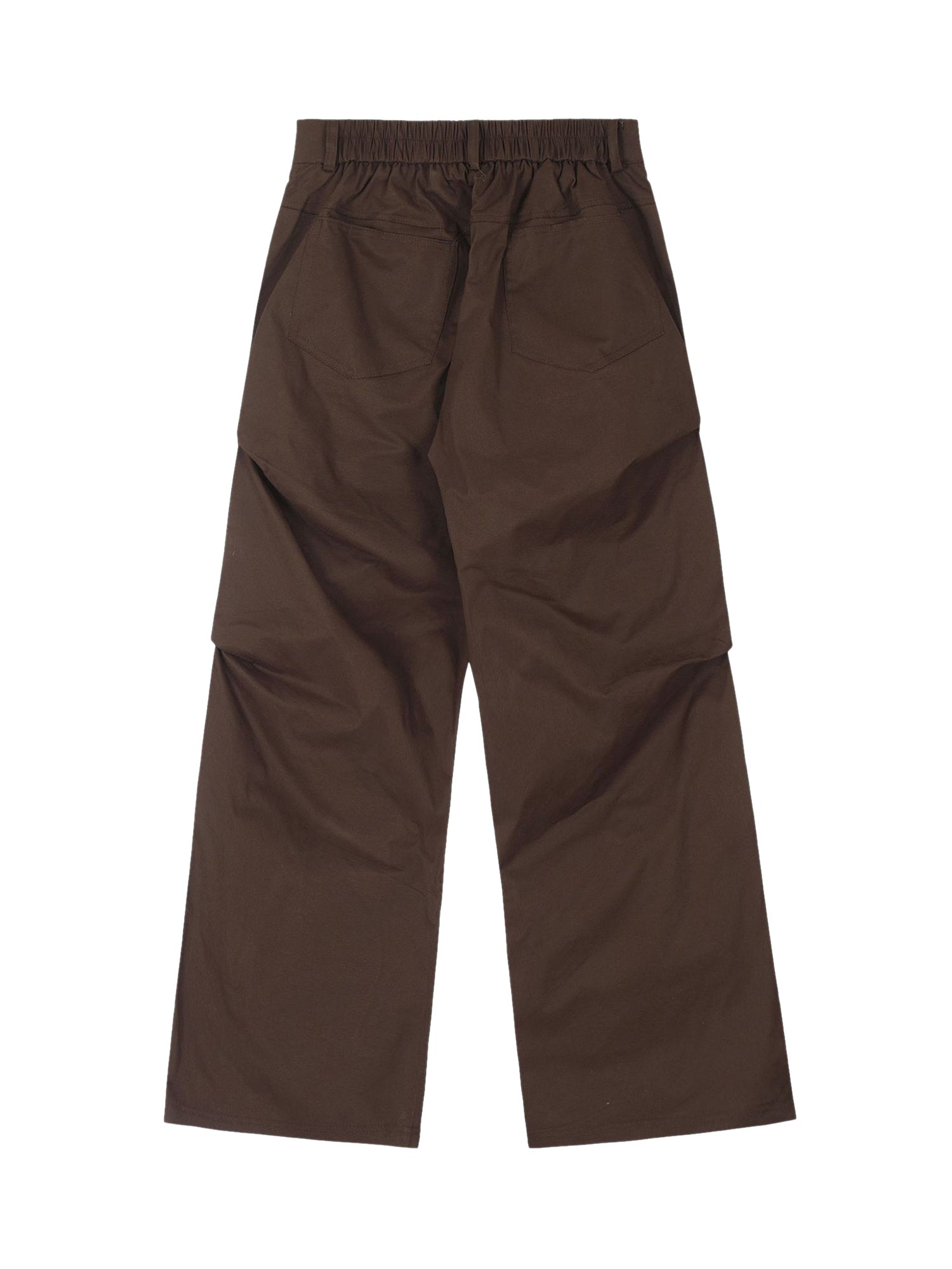 WIDE LEG PLEATED CARGO PANTS WITH SNAP CLOSURES IN BROWN