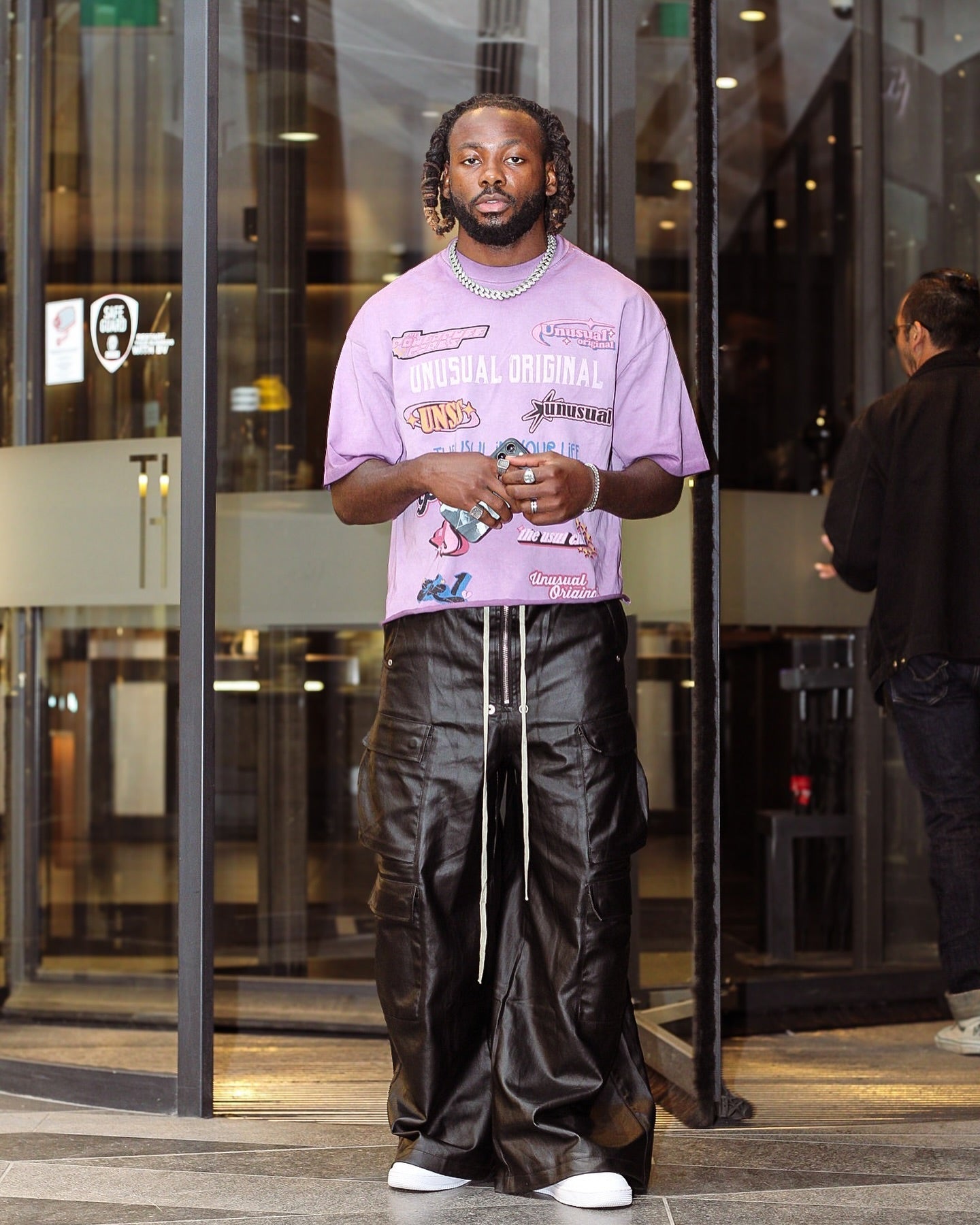 WIDE-LEGGED CARGO PANTS MATTE COATED OVERALLS