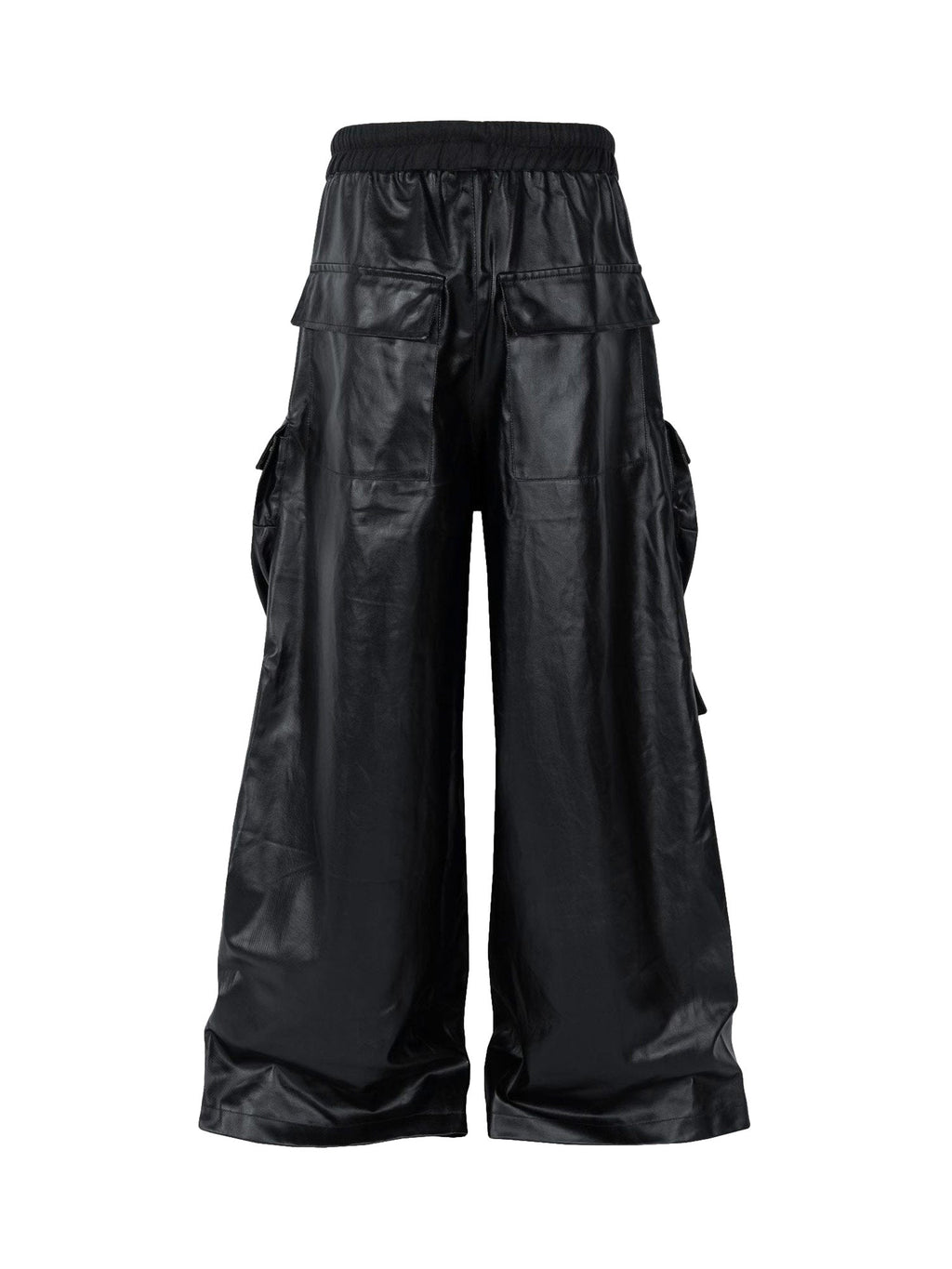 WIDE-LEGGED CARGO PANTS MATTE COATED OVERALLS
