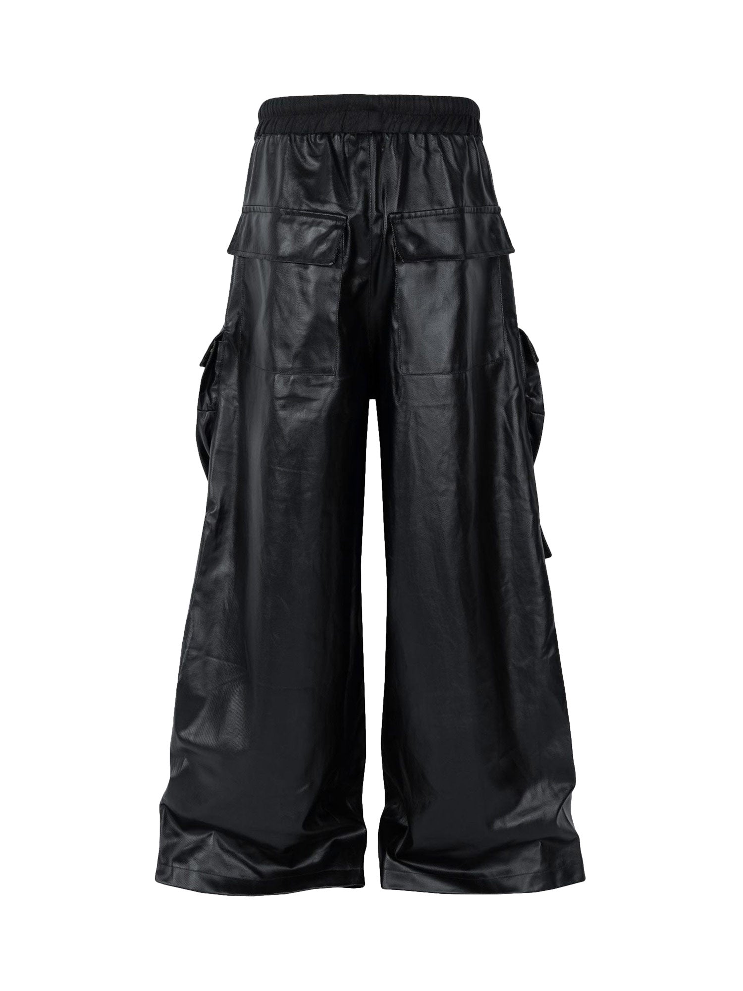 WIDE-LEGGED CARGO PANTS MATTE COATED OVERALLS