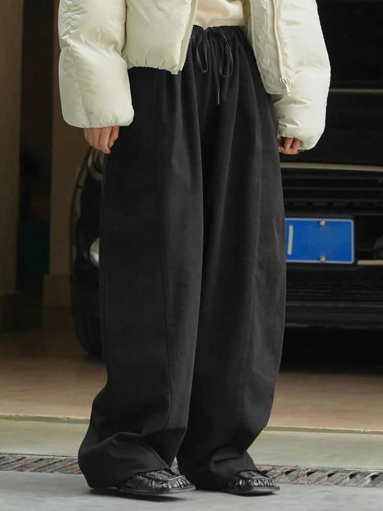 WIDE-LEGGED CREAM PANTS PERFECT FIT ÉLASTIQUE EN COTON