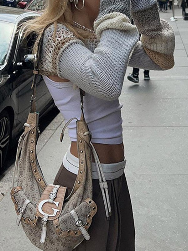 WOMEN'S FASHION OUTFIT SUPER CROP CROCHET TOP AND BOTTOM SET