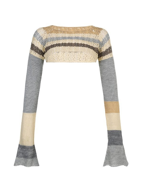 WOMEN'S FASHION OUTFIT SUPER CROP CROCHET TOP AND BOTTOM SET