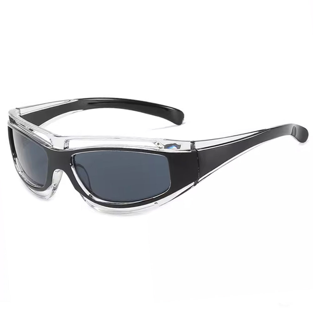 Y2K FUTURISTIC BLACK AND CLEAR SUNGLASSES FOR MODERN STYLE