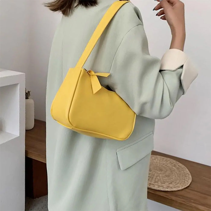 YELLOW BAGUETTE SHOULDER BAG FOR WOMEN