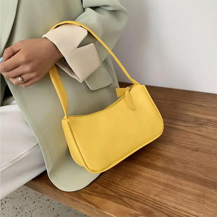 YELLOW BAGUETTE SHOULDER BAG FOR WOMEN