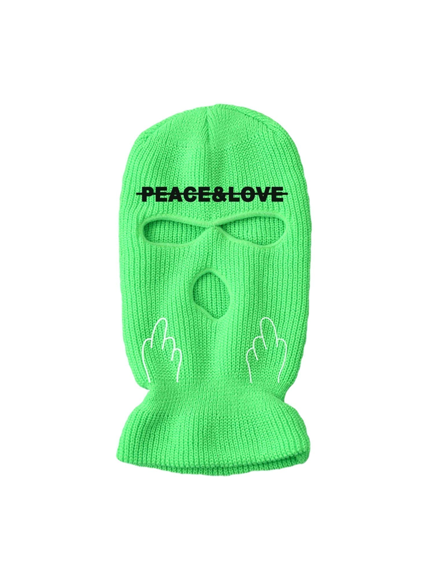 YELLOW BALACLAVA WITH MIDDLE FINGER DESIGN LOVE SCARPE BALACLAVA