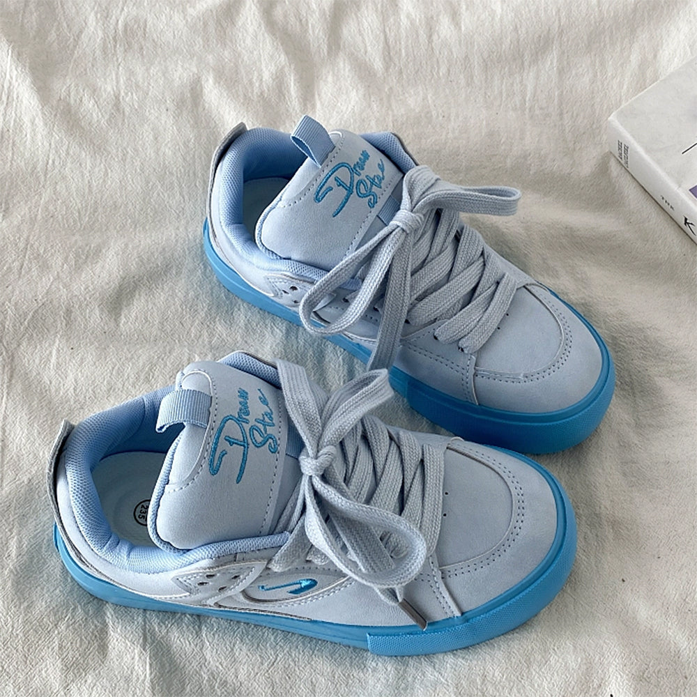 YELLOW DENIM VEGAN LEATHER CHILD SKATER SNEAKERS