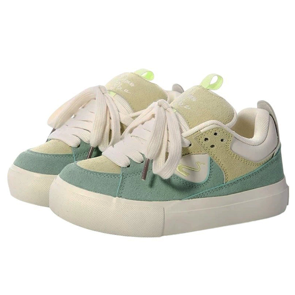 YELLOW DENIM VEGAN LEATHER CHILD SKATER SNEAKERS