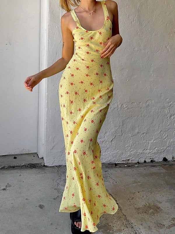 YELLOW FLORAL MAXI DRESS - SUMMER MAXI DRESS FOR EFFORTLESS STYLE
