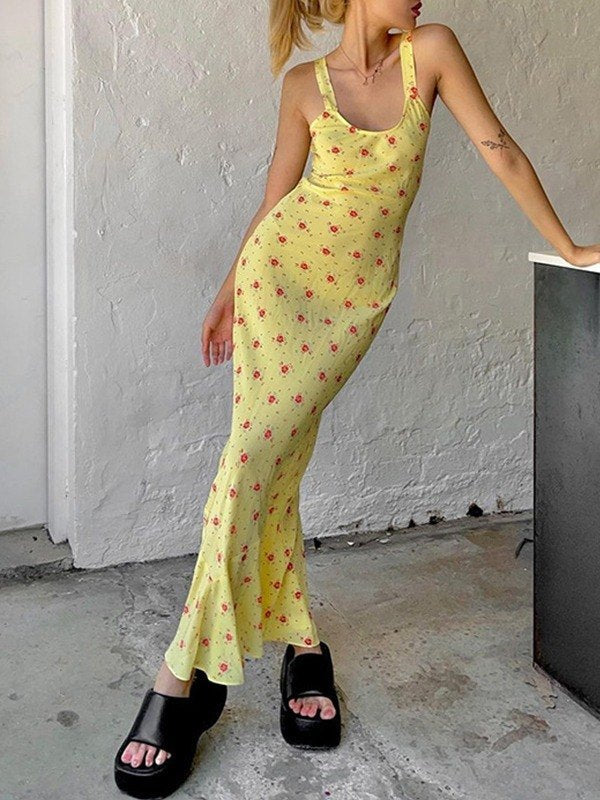 YELLOW FLORAL MAXI DRESS - SUMMER MAXI DRESS FOR EFFORTLESS STYLE